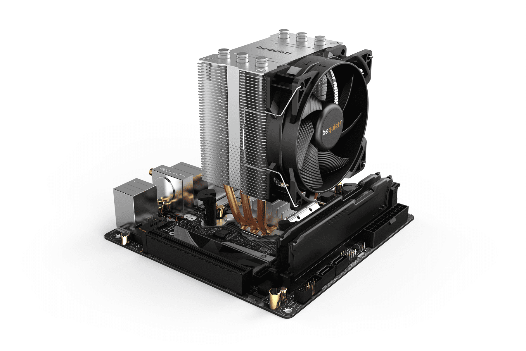 Be quiet! Be Quiet! Pure Rock Slim 2 CPU Cooler, Pure Wings 2 92mm PWM Fan, 2000 RPM Fan Speed, 34.9 CFM Fan Airflow, Aluminum / Copper Base Material, 4-Pole Fan Motor Technology, Black | BK030 - thumbnail 5