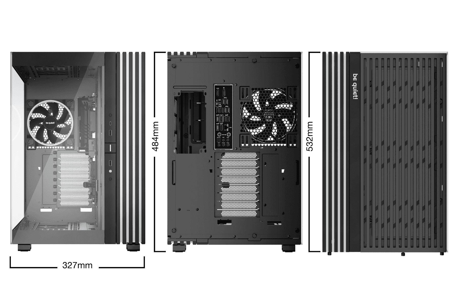 Be Quiet! Light Base 900 FX E-ATX Full Tower Computer Case, 4x Light Wings 140mm Pre-Installed Fan, Up to 420mm Radiator & 10x Fan Max Support, Fully Windowed Front & Side Panel, Black | BGW71 thumbnail 7