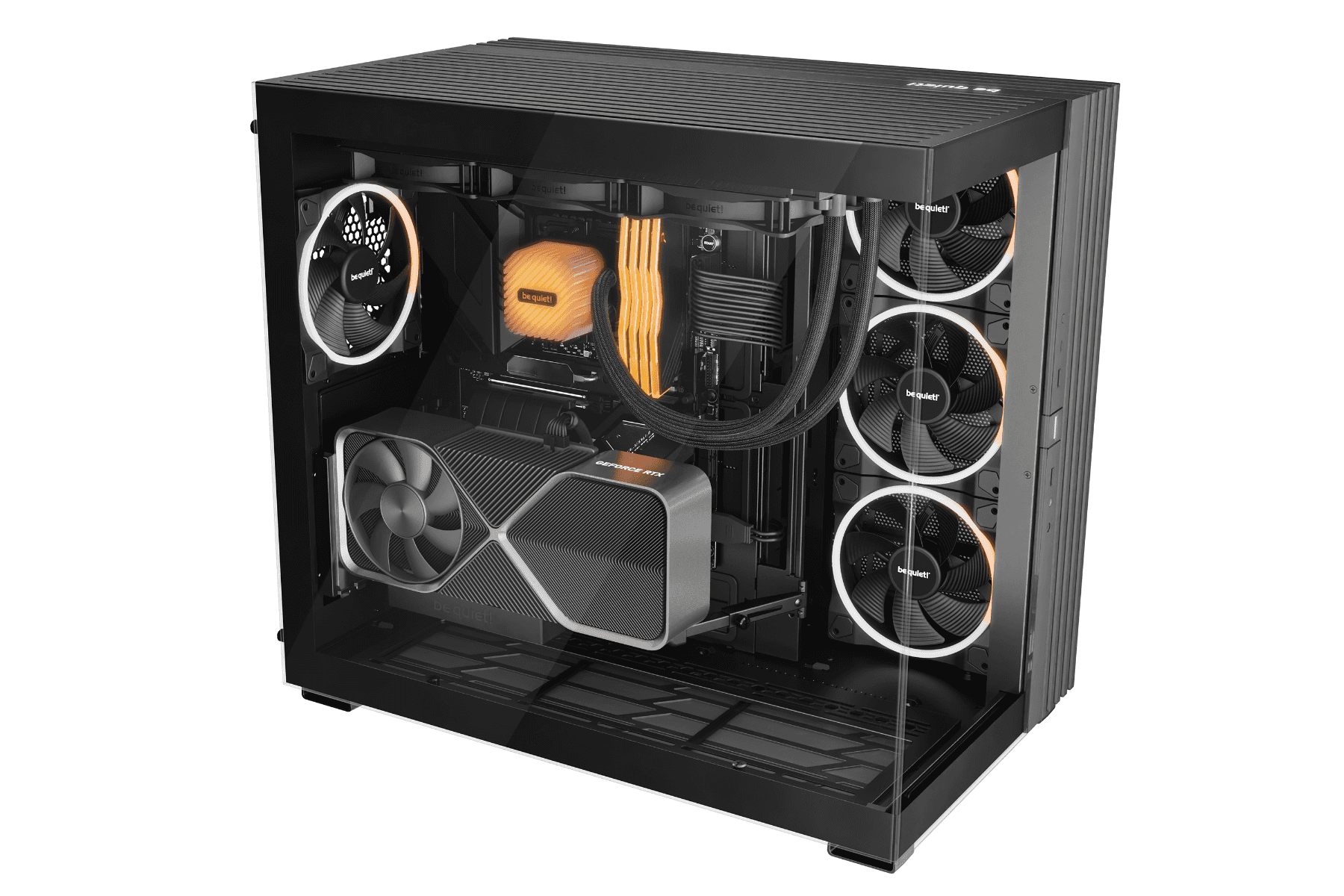 Be Quiet! Light Base 900 FX E-ATX Full Tower Computer Case, 4x Light Wings 140mm Pre-Installed Fan, Up to 420mm Radiator & 10x Fan Max Support, Fully Windowed Front & Side Panel, Black | BGW71 thumbnail 6