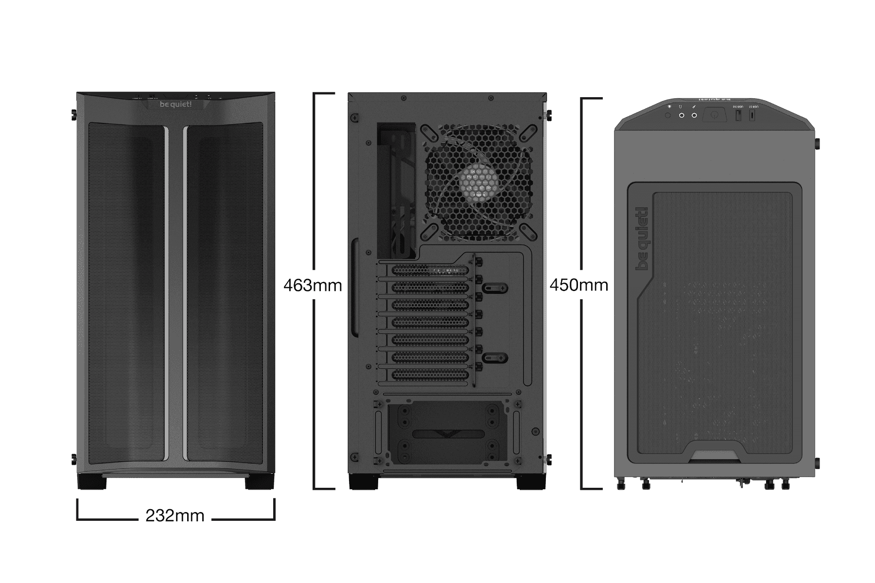 be quiet! Pure Base 500DX ATX Mid Tower PC Case, Tempered Glass Window, High Airflow, ARGB LEDs , 3 Pre-Installed Pure Wings 2 Fans, Up to 360mm Radaitor Support, USB 3.2 Gen. 2 Type C, Black | BGW37 - thumbnail 7