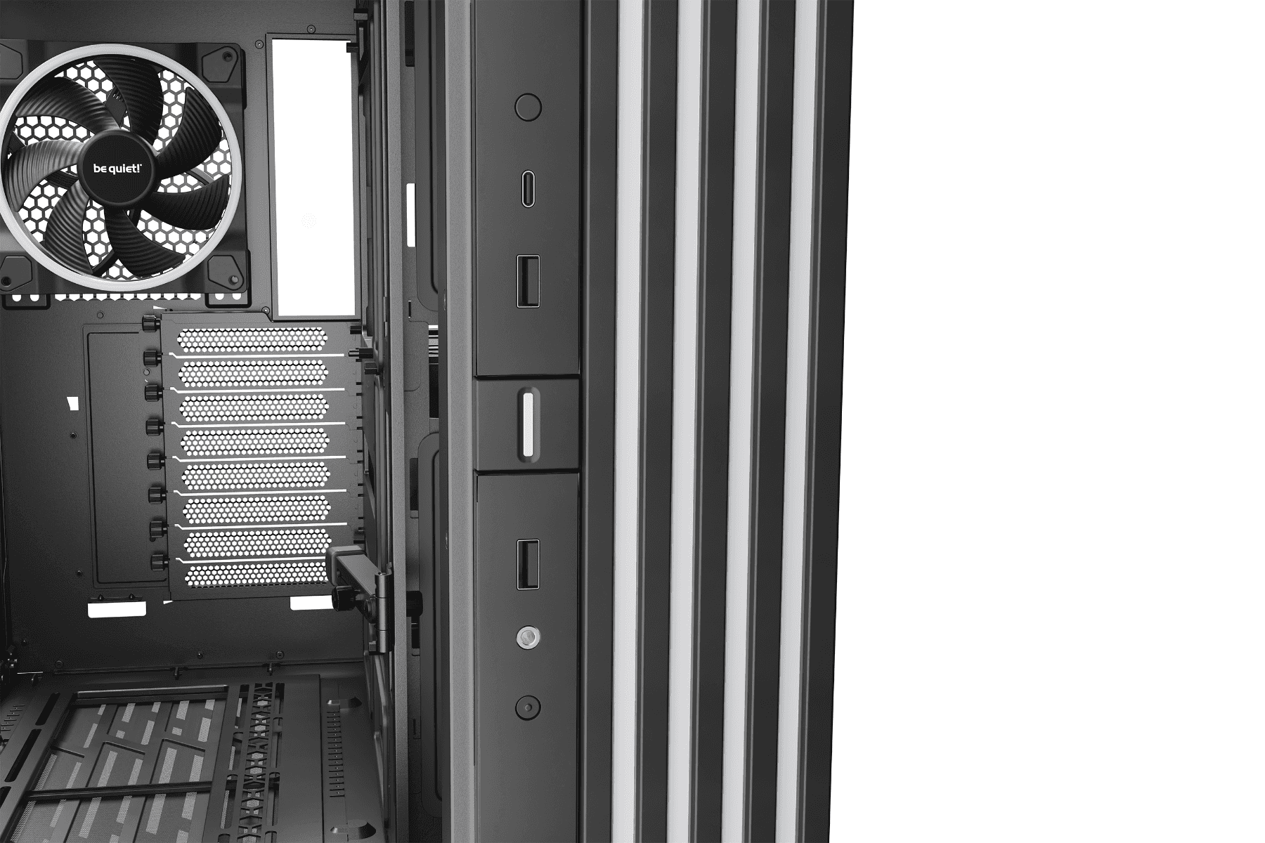 Be Quiet! Light Base 900 FX E-ATX Full Tower Computer Case, 4x Light Wings 140mm Pre-Installed Fan, Up to 420mm Radiator & 10x Fan Max Support, Fully Windowed Front & Side Panel, Black | BGW71 thumbnail 4