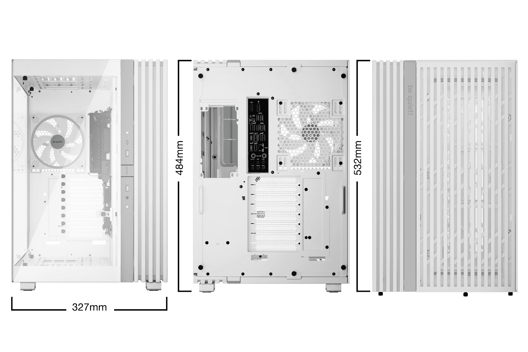 Be quiet! Be Quiet! Light Base 900 FX White PC Case, Stunning Panoramic View, Show Case, Dual Chamber Design, Solid ARGB LED Strip, 4 Light Wings PWM White Fan, Inverted and Horizontal |BGW72 - thumbnail 7