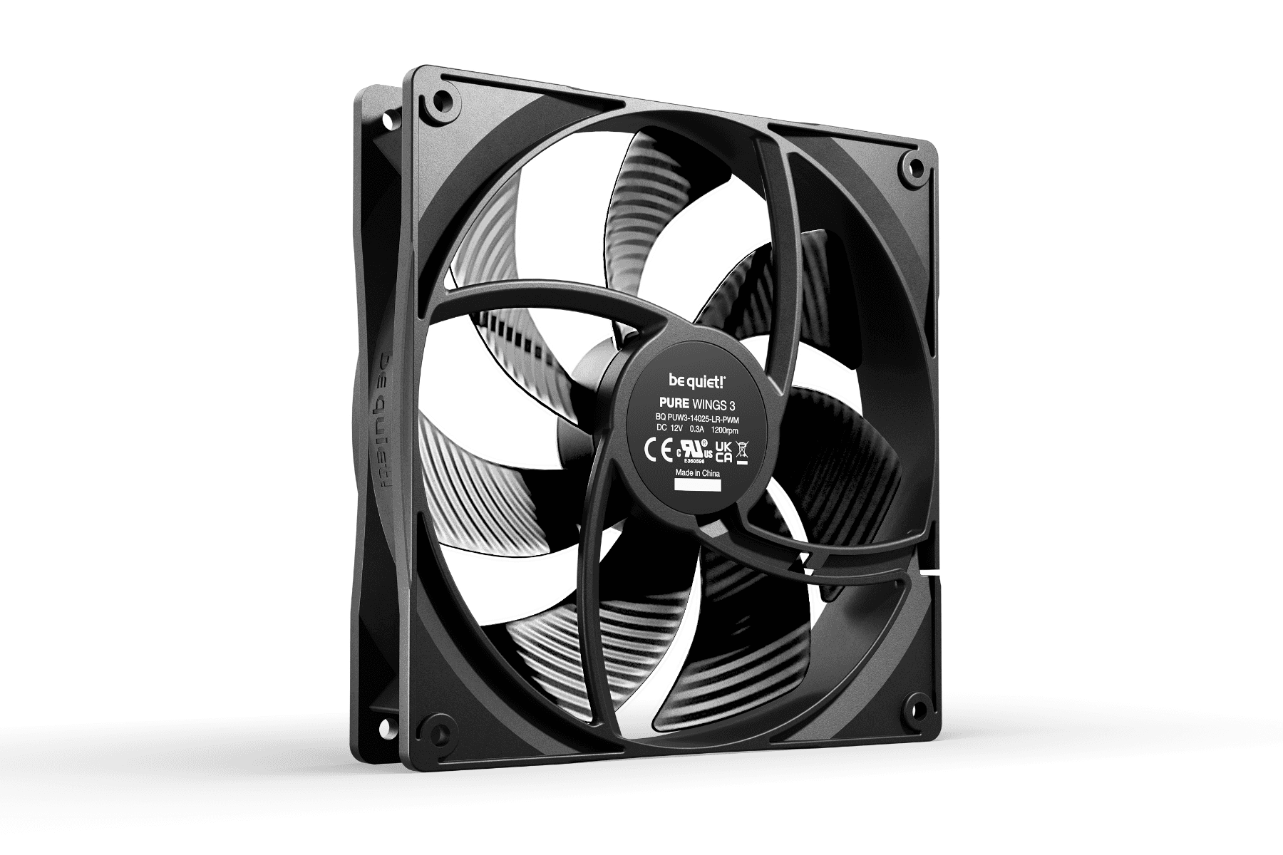 Be quiet! PURE WINGS 3 140mm PWM High-Speed Case Fans, 7 Airflow-Optimized Fan Blades, 1200RPM Fan Speed, Up to 57.4 CFM Airflow, Rifle Bearing Technology, Black | BL108 thumbnail 2