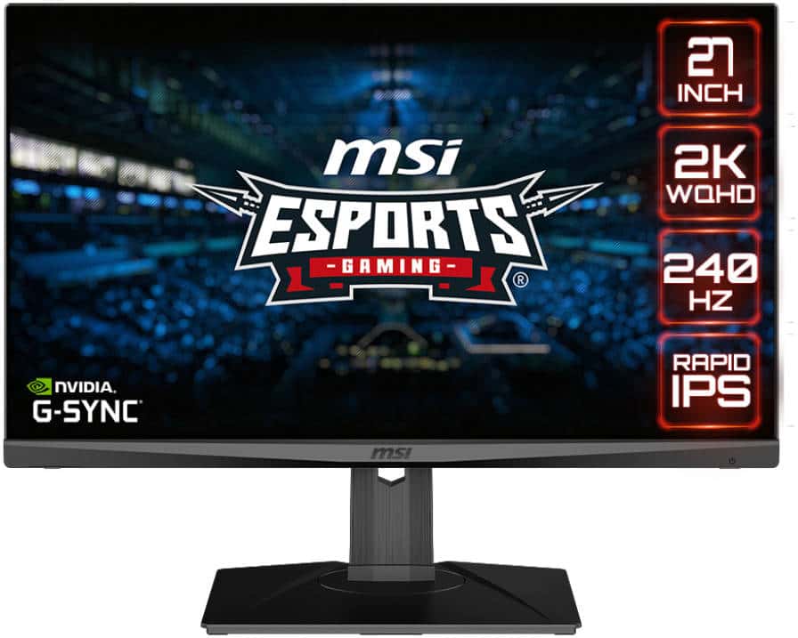 MSI Optix MAG274QRX 27" WQHD 240Hz Rapid IPS Gaming Monitor, 1ms Response, NVIDIA G-Sync Compatible, HDR400, KVM 2.0 Control & Transfer, Mystic Light, DP 1.4a / 2x HDMI / USB Type C, Black | MAG274RX - thumbnail 2