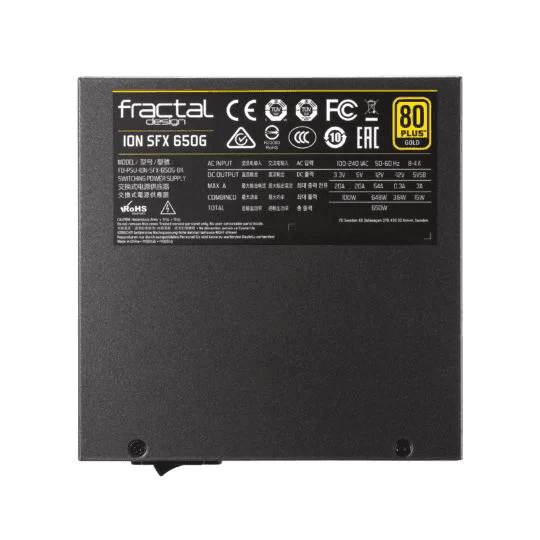 Fractal Design Fractal Ion SFX-L 650W Gold Full Modular Power Supply, UltraFlex DC wires, 80 PLUS Gold, Large 120 mm fan, Black | FD-PSU-ION-SFX-650G-BK - thumbnail 7