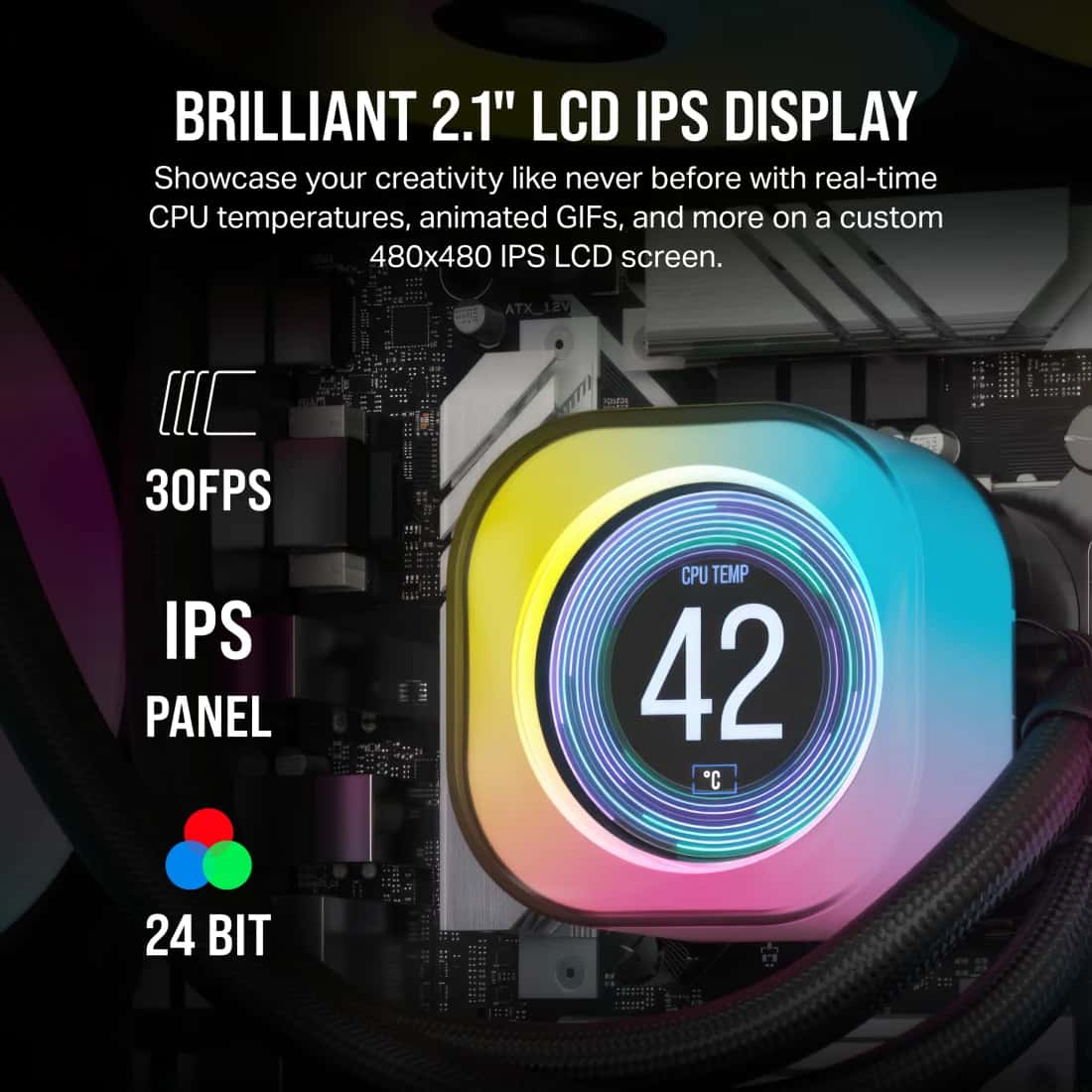 Corsair CORSAIR iCUE LINK H100i 240mm Black LCD AIO Cooler, 2.1" IPS Screen, QX120 Fans, Intel 1700/AM5 | CW-9061007-WW - thumbnail 10