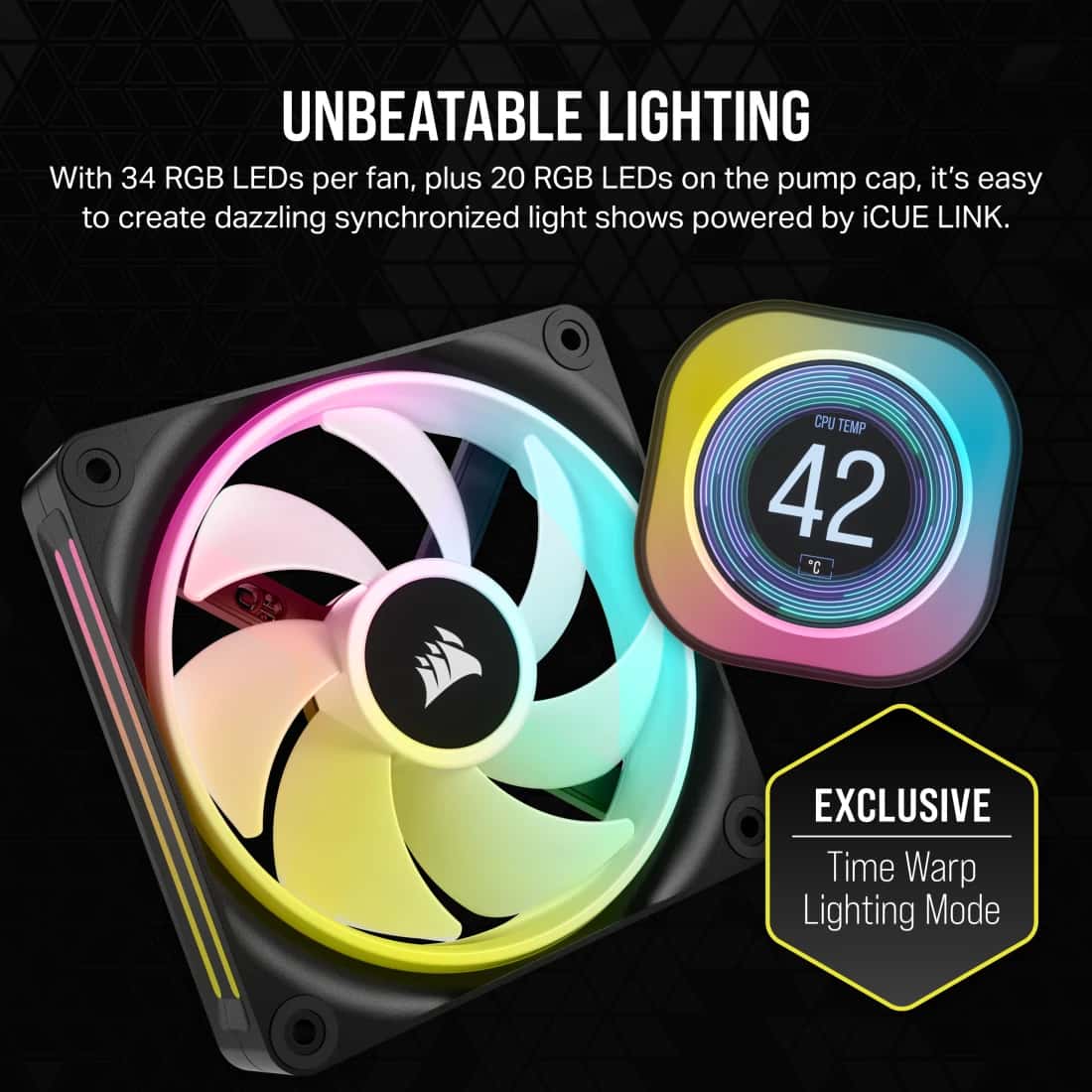 Corsair CORSAIR iCUE LINK H100i 240mm Black LCD AIO Cooler, 2.1" IPS Screen, QX120 Fans, Intel 1700/AM5 | CW-9061007-WW - thumbnail 9