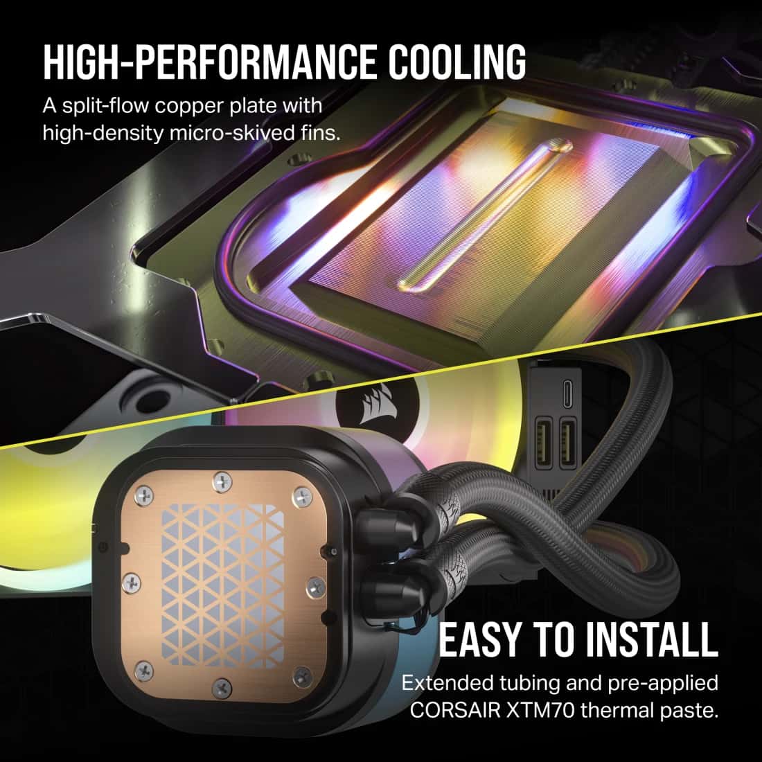 Corsair CORSAIR iCUE LINK H100i 240mm Black LCD AIO Cooler, 2.1" IPS Screen, QX120 Fans, Intel 1700/AM5 | CW-9061007-WW - thumbnail 7