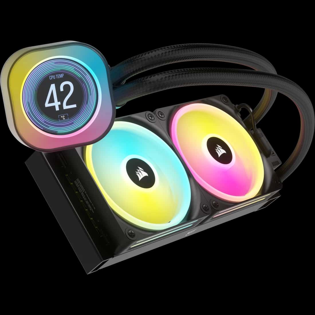 Corsair CORSAIR iCUE LINK H100i 240mm Black LCD AIO Cooler, 2.1" IPS Screen, QX120 Fans, Intel 1700/AM5 | CW-9061007-WW - thumbnail 4
