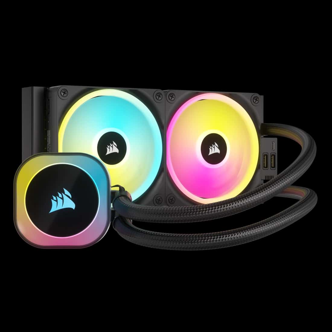 Corsair CORSAIR iCUE LINK H100i RGB AIO 240mm CPU Cooler - Black, QX120 Fans, AM5/LGA 1700/1851 | CW-9061001-WW - thumbnail 1