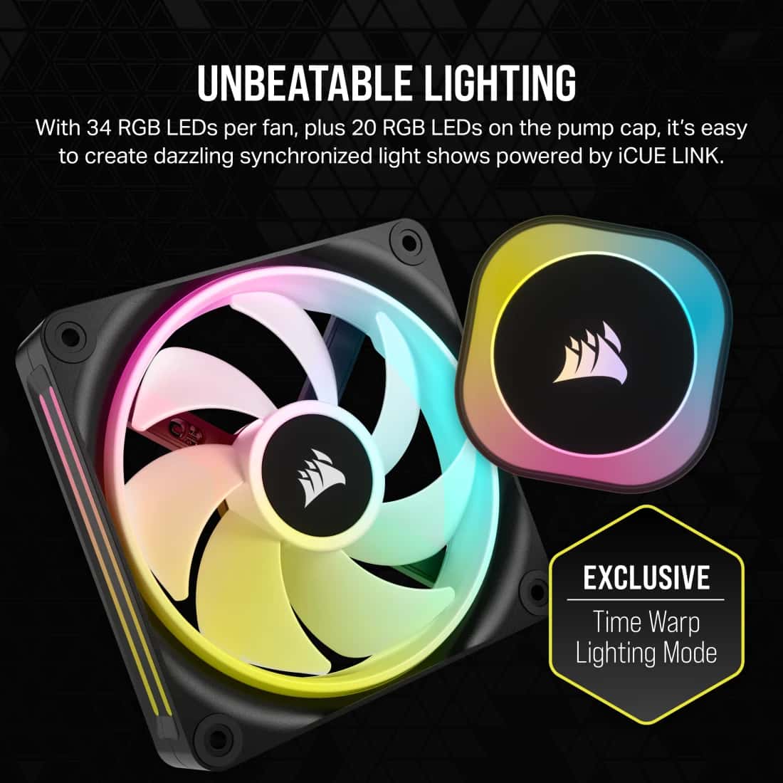 Corsair CORSAIR iCUE LINK H100i RGB AIO 240mm CPU Cooler - Black, QX120 Fans, AM5/LGA 1700/1851 | CW-9061001-WW - thumbnail 5