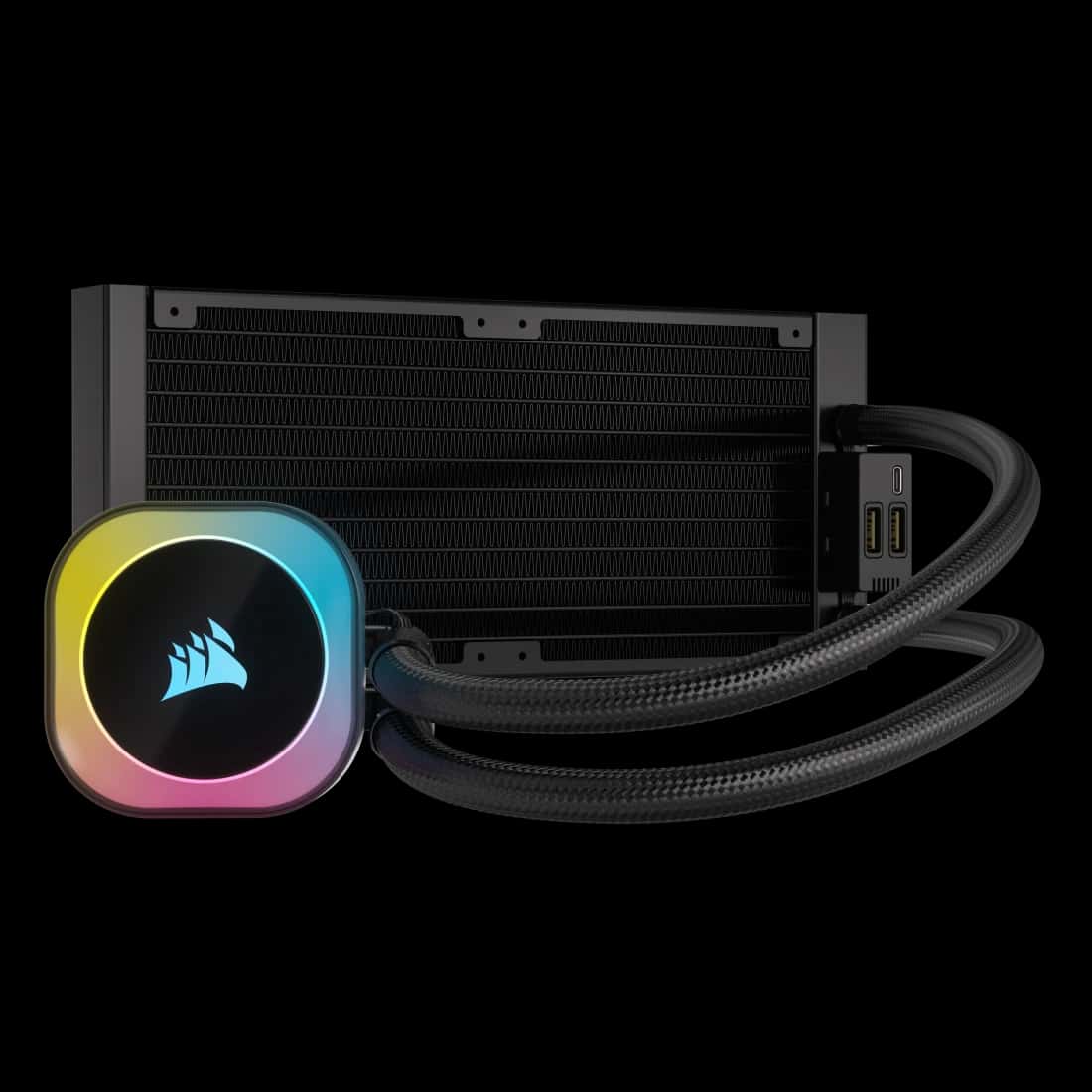 Corsair CORSAIR iCUE LINK H100i RGB AIO 240mm CPU Cooler - Black, QX120 Fans, AM5/LGA 1700/1851 | CW-9061001-WW - thumbnail 2
