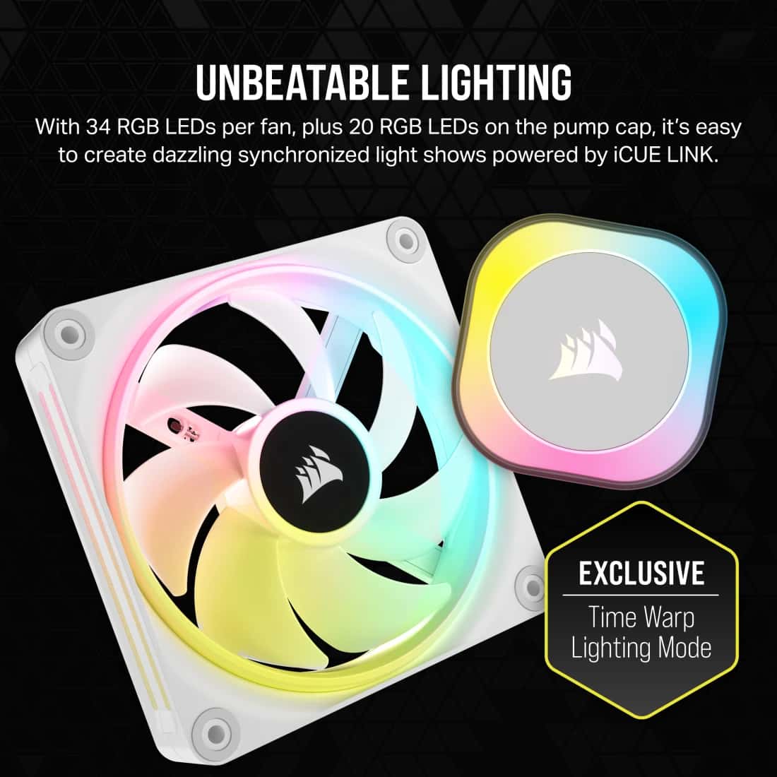 Corsair CORSAIR iCUE LINK H100i RGB AIO 240mm CPU Cooler - White, QX120 Fans, AM5/LGA 1700/1851 | CW-9061005-WW - thumbnail 8