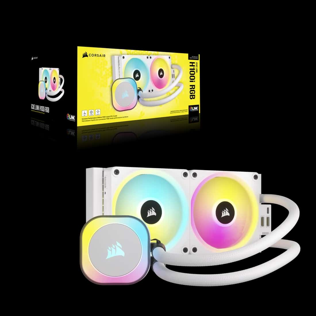 Corsair CORSAIR iCUE LINK H100i RGB AIO 240mm CPU Cooler - White, QX120 Fans, AM5/LGA 1700/1851 | CW-9061005-WW - thumbnail 2