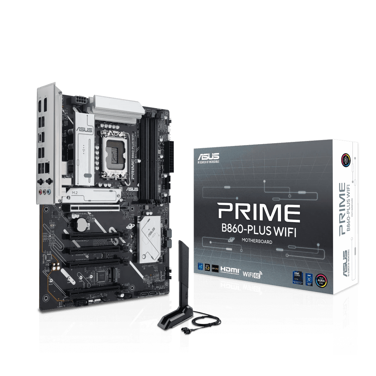 Asus ASUS Prime B860-Plus WiFi LGA 1851 ATX Motherboard, Intel B860 Chipset, 4x DIMM DDR5 Slots, Up to 256GB Max Memory, 5x PCIe x16 Slots, 2x M.2 Slots, WiFi & BT Connectivity | 90MB1K50-M0EAY0 - thumbnail 1