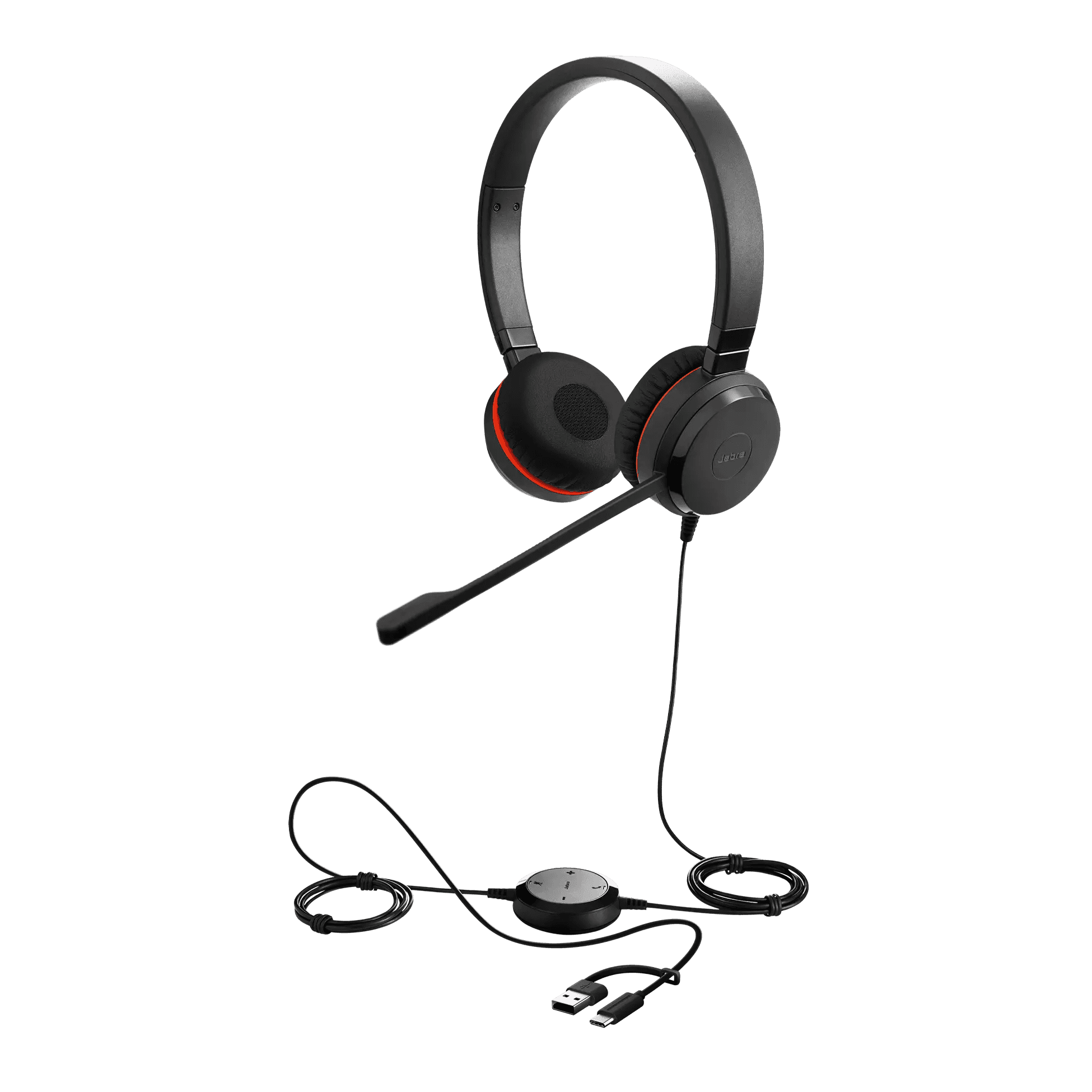 Jabra Evolve 20SE MS Stereo Wired Headset, Noise Isolating, Noise Cancelling Microphone, In-Cord Volume Control, Uni-directional Mic Mode, USB-C / A Connectivity, Black | 4999-823-369 thumbnail 3