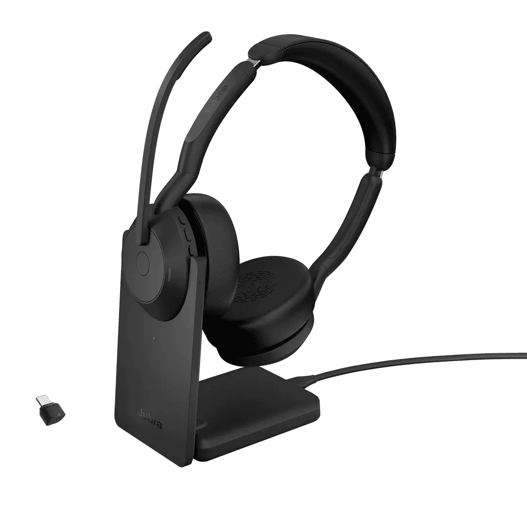 Jabra Jabra Evolve2 55 Link380c UC Stereo Headset w Charging Stand, 4 microphones for professional audio quality, Pair up to 8 devices, Up to 18 hours battery life | 25599-989-889 - thumbnail 1