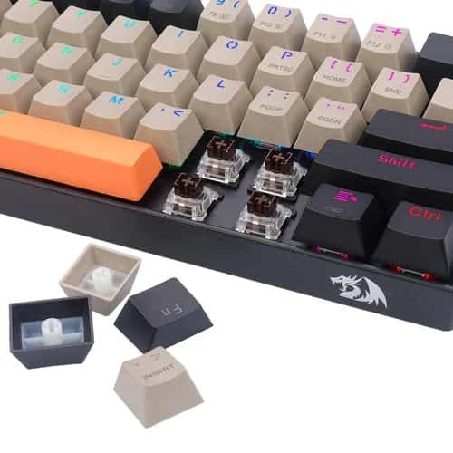 Redragon Redragon Draconic Pro 60% Wired/2.4G/BT Mech Gaming Keyboard, RGB Backlighting, 61 Keys, Built-in Rechargeable Battery, USB-C Connect, Dust-Proof Brown Switch, OG/Grey/Black | K530-0G&GY&BK-RGB-PRO - thumbnail 2