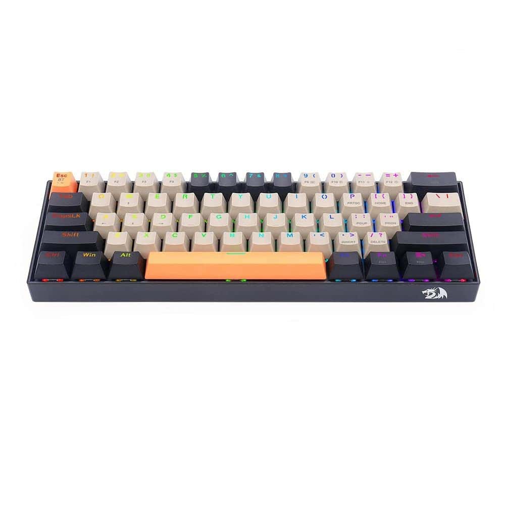 Redragon Redragon Draconic Pro 60% Wired/2.4G/BT Mech Gaming Keyboard, RGB Backlighting, 61 Keys, Built-in Rechargeable Battery, USB-C Connect, Dust-Proof Brown Switch, OG/Grey/Black | K530-0G&GY&BK-RGB-PRO - thumbnail 3