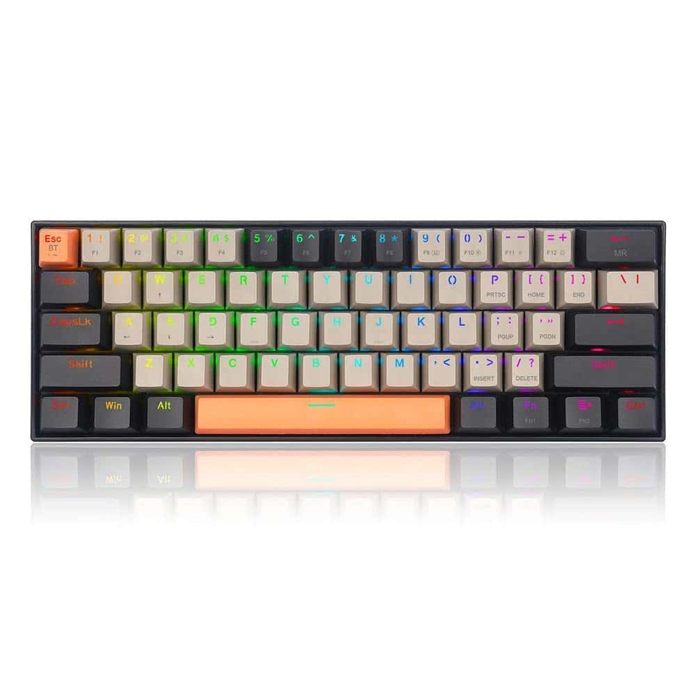 Redragon Redragon Draconic Pro 60% Wired/2.4G/BT Mech Gaming Keyboard, RGB Backlighting, 61 Keys, Built-in Rechargeable Battery, USB-C Connect, Dust-Proof Brown Switch, OG/Grey/Black | K530-0G&GY&BK-RGB-PRO - thumbnail 7