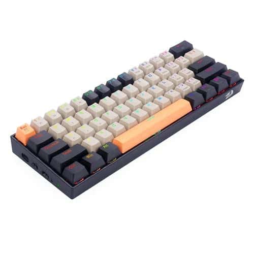 Redragon Redragon Draconic Pro 60% Wired/2.4G/BT Mech Gaming Keyboard, RGB Backlighting, 61 Keys, Built-in Rechargeable Battery, USB-C Connect, Dust-Proof Brown Switch, OG/Grey/Black | K530-0G&GY&BK-RGB-PRO - thumbnail 4