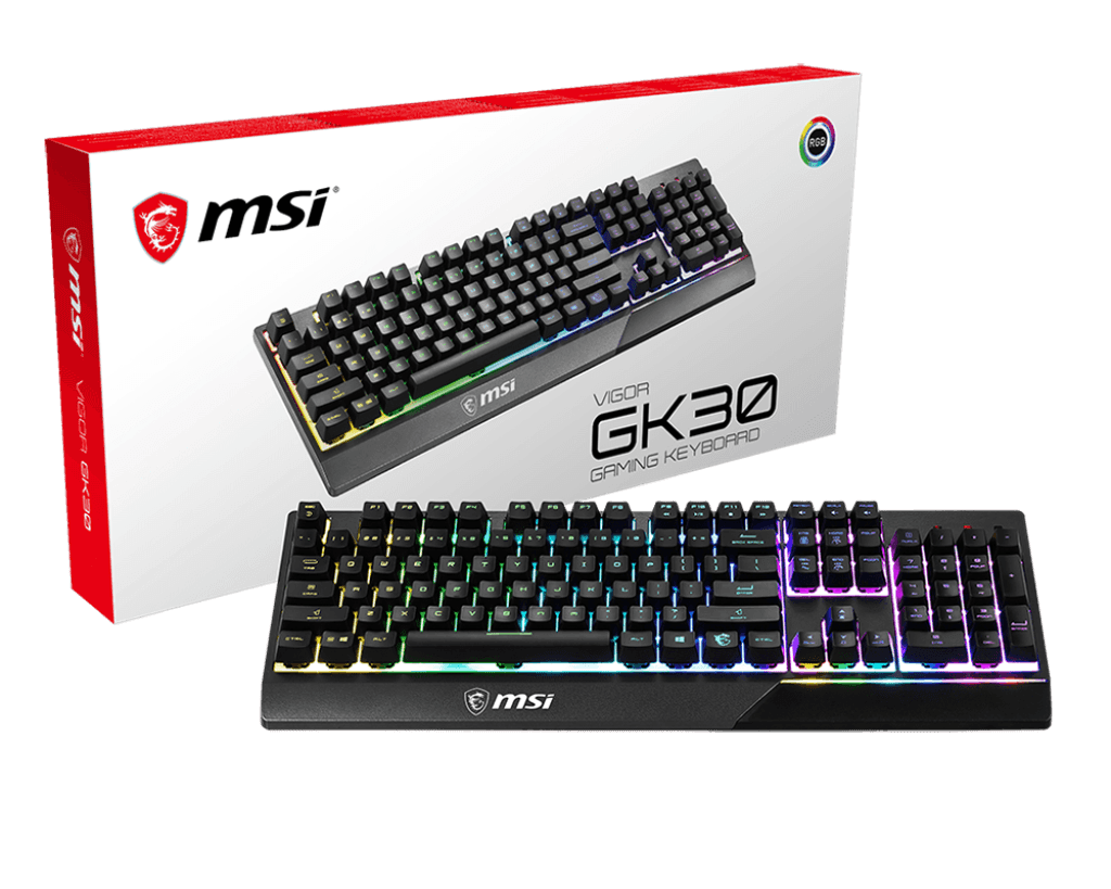 MSI MSI VIGOR GK30 Gaming Wired Keyboard, Solid Base With Mechanical-Like Switches, Plunger Switches, USB 2.0, Stunning RGB lighting, Water repellent keyboard design, Arabic&English Lay Out  | S11-04AR212-CLA - thumbnail 5