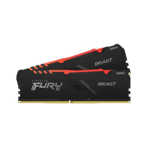 Kingston Kingston FURY Beast RGB XMP 32GB (2x16GB) DDR4 3600MT/s CL18, Non-ECC Unbuffered DIMM (Kit of 2) 1RX8 18-22-22 1.35V 288-pin 16Gbit, Black | KF436C18BBAK2/32 - thumbnail 2