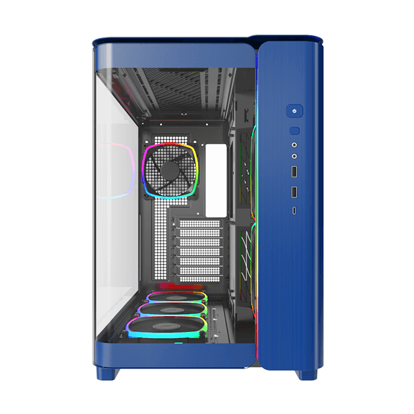 Montech Montech KING 95 PRO Middle Tower Case, Duo Airflow Modes ( Turbo Mesh Mode & Elegant Glass Mode ),  SPCC/Tempered glass, 4x120mm ARGB PWM Fans, Type-Cx1/USB3.0x2/Mic/Audiox1/LED Buttons | King 95 Pro Blue - thumbnail 6