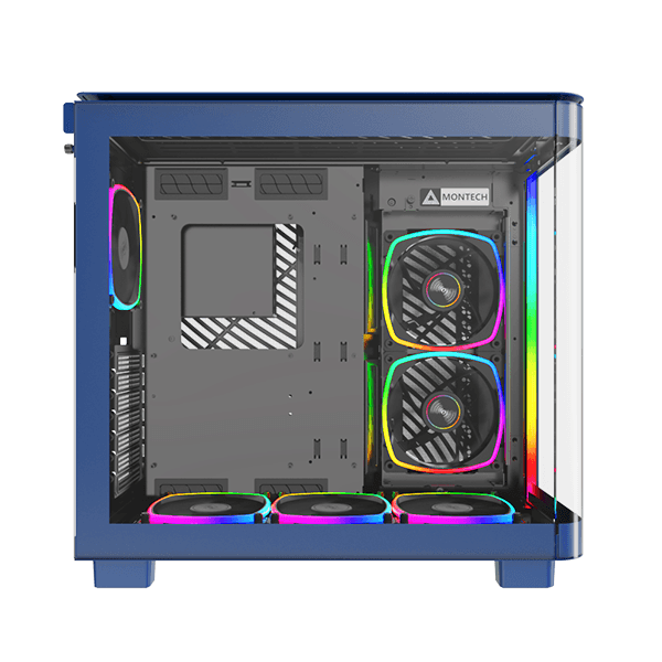 Montech Montech KING 95 PRO Middle Tower Case, Duo Airflow Modes ( Turbo Mesh Mode & Elegant Glass Mode ),  SPCC/Tempered glass, 4x120mm ARGB PWM Fans, Type-Cx1/USB3.0x2/Mic/Audiox1/LED Buttons | King 95 Pro Blue - thumbnail 13