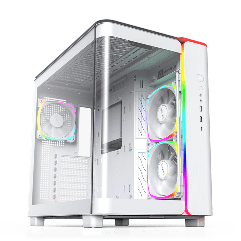 Montech Montech KING 95 PRO Middle Tower Case, Duo Airflow Modes ( Turbo Mesh Mode & Elegant Glass Mode ), SPCC/Tempered glass, 4x120mm ARGB PWM Fans, Type-Cx1/USB3.0x2/Mic/Audiox1/LED Buttons, White | KING 95 PRO - thumbnail 8