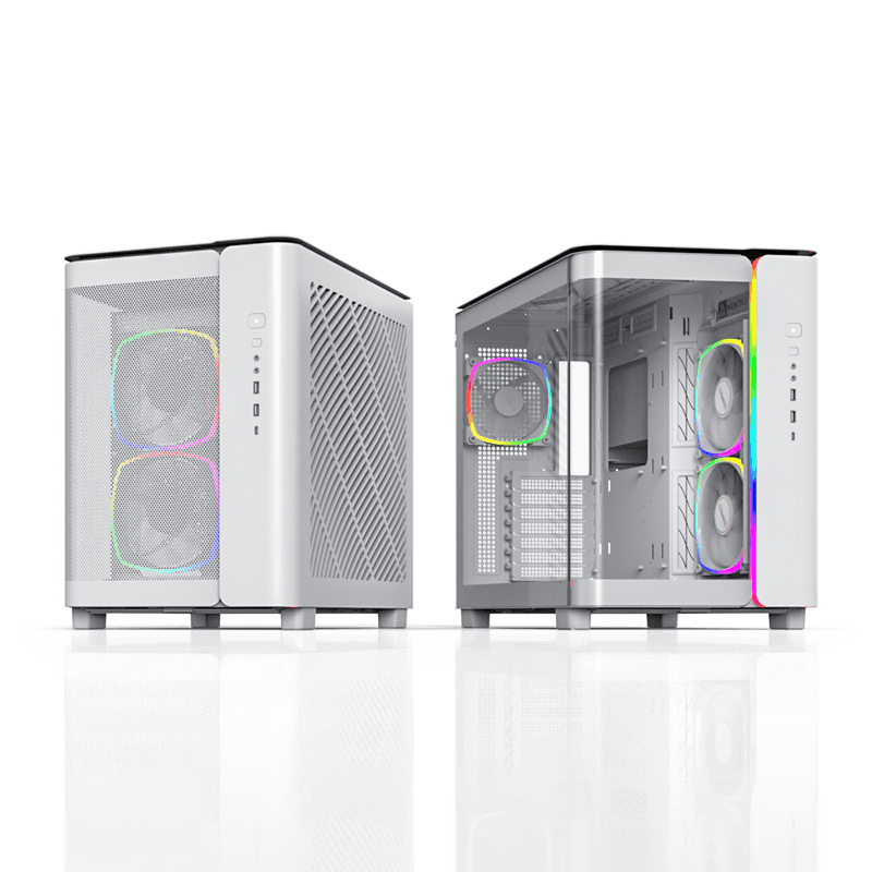 Montech Montech KING 95 PRO Middle Tower Case, Duo Airflow Modes ( Turbo Mesh Mode & Elegant Glass Mode ), SPCC/Tempered glass, 4x120mm ARGB PWM Fans, Type-Cx1/USB3.0x2/Mic/Audiox1/LED Buttons, White | KING 95 PRO - thumbnail 9
