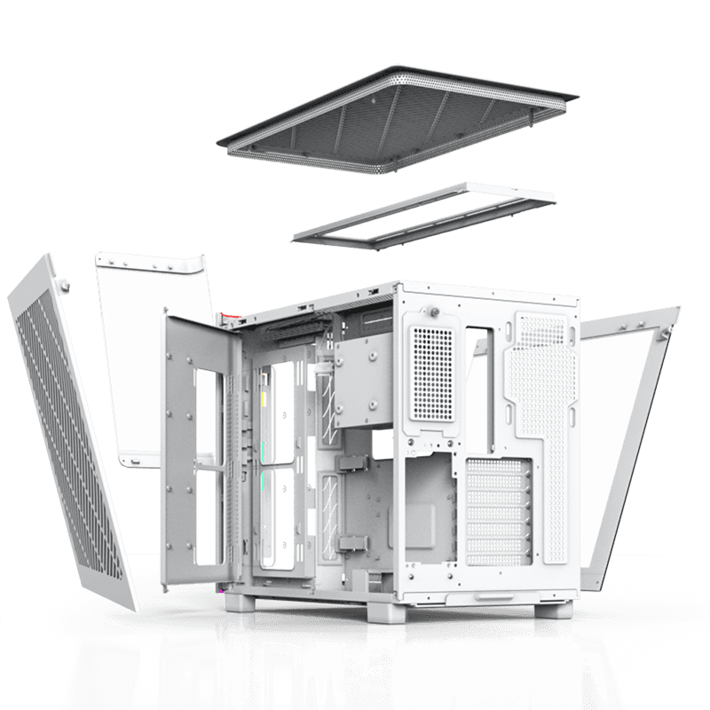 Montech Montech KING 95 PRO Middle Tower Case, Duo Airflow Modes ( Turbo Mesh Mode & Elegant Glass Mode ), SPCC/Tempered glass, 4x120mm ARGB PWM Fans, Type-Cx1/USB3.0x2/Mic/Audiox1/LED Buttons, White | KING 95 PRO - thumbnail 10