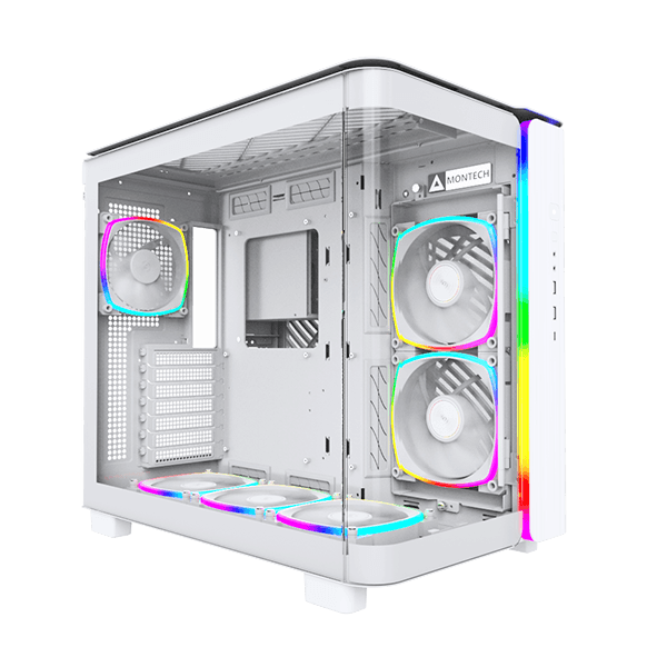 Montech Montech KING 95 PRO Middle Tower Case, Duo Airflow Modes ( Turbo Mesh Mode & Elegant Glass Mode ), SPCC/Tempered glass, 4x120mm ARGB PWM Fans, Type-Cx1/USB3.0x2/Mic/Audiox1/LED Buttons, White | KING 95 PRO - thumbnail 1