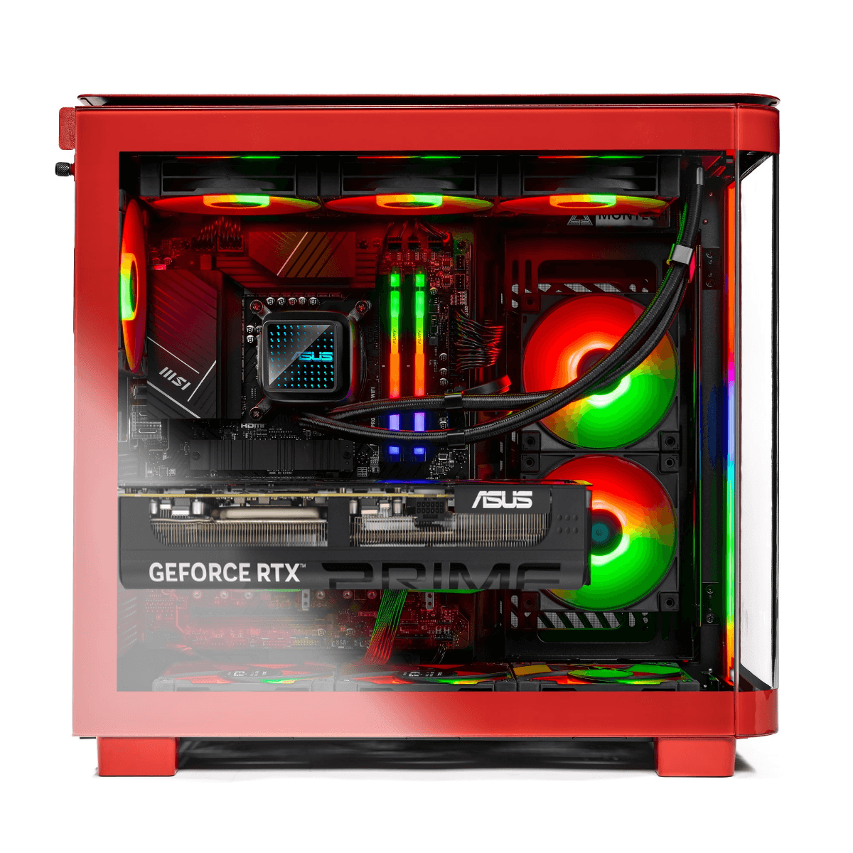 AMD Red  Gaming and Creator PC, AMD Ryzen 9 9950X3D, PRIME RTX 5080 16GB OC, 64GB (2x32GB) DDR5 6000MHz, 990 PRO 2TB, AIO Cooler, 850W, WiFi 7 thumbnail 2