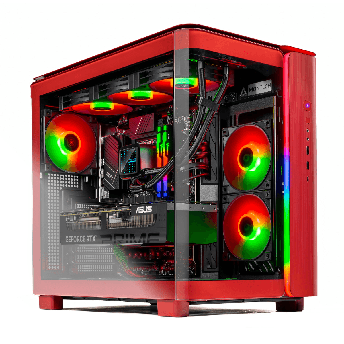 AMD AMD Red  Gaming and Creator PC, AMD Ryzen 9 9950X3D, PRIME RTX 5080 16GB OC, 64GB (2x32GB) DDR5 6000MHz, 990 PRO 2TB, AIO Cooler, 850W, WiFi 7 - thumbnail 1