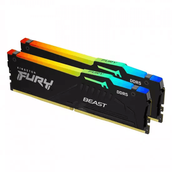 Kingston Kingston Fury Beast 64GB (2x32GB) 6000mhz RGB DDR5 CL40 SDRAM Memory Kit | KF560C40BBAK2-64 - thumbnail 1