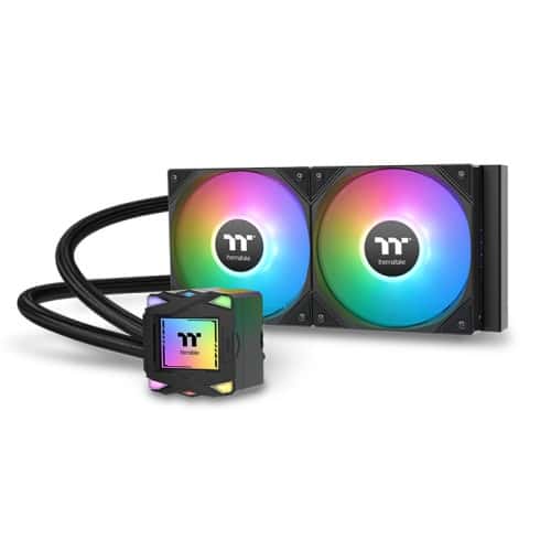 Thermaltake Thermaltake LA240 ARGB Sync AIO Liquid Cooler, 2x 120mm ARGB fans, RGB Water Block, 79.3 CFM (one fan) Air Flow, 3.45 mm-H2O (one fan) Static Pressure, Black | CL-W457-PL12SW-A - thumbnail 1