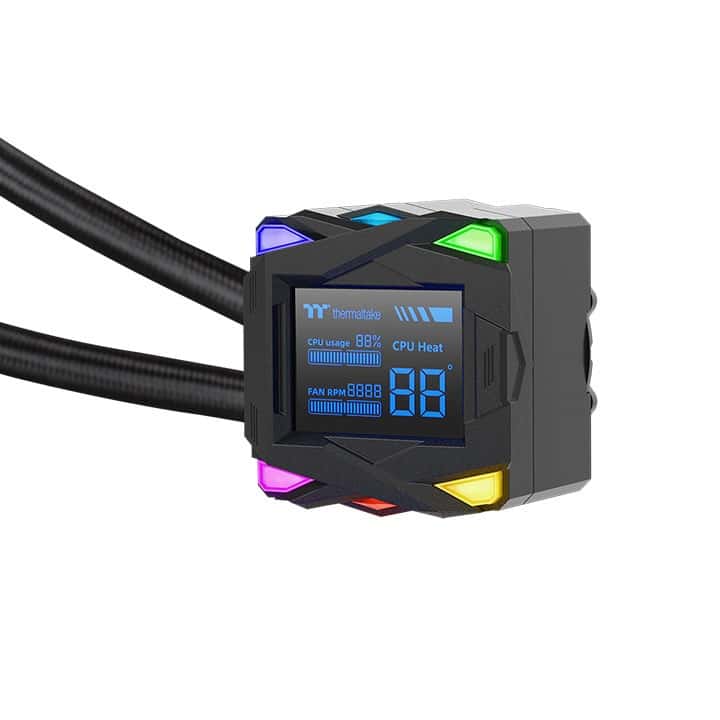 Thermaltake Thermaltake LA240-S ARGB Sync AIO Liquid Cooler, RGB Water Block with 2.4??? LCD, 2x 120mm ARGB fans, 79.3 CFM (one fan) Air Flow, PWM 600~2500 R.P.M Static Pressure, Black | CL-W461-PL12SW-A - thumbnail 3