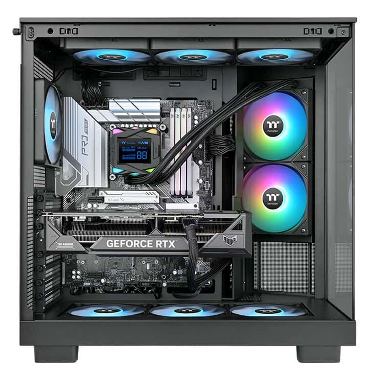 Thermaltake Thermaltake LA240-S ARGB Sync AIO Liquid Cooler, RGB Water Block with 2.4??? LCD, 2x 120mm ARGB fans, 79.3 CFM (one fan) Air Flow, PWM 600~2500 R.P.M Static Pressure, Black | CL-W461-PL12SW-A - thumbnail 6