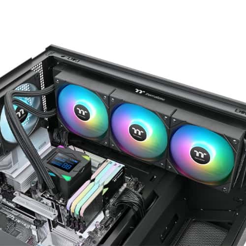 Thermaltake Thermaltake LA360-S ARGB Sync AIO Liquid Cooler, RGB Water Block with 2.4??? LCD, 2x 120mm ARGB fans, 79.3 CFM (one fan) Air Flow, PWM 600~2500 R.P.M Static Pressure, Black | CL-W462-PL12SW-A - thumbnail 6