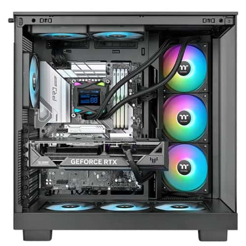 Thermaltake Thermaltake LA360-S ARGB Sync AIO Liquid Cooler, RGB Water Block with 2.4??? LCD, 2x 120mm ARGB fans, 79.3 CFM (one fan) Air Flow, PWM 600~2500 R.P.M Static Pressure, Black | CL-W462-PL12SW-A - thumbnail 2