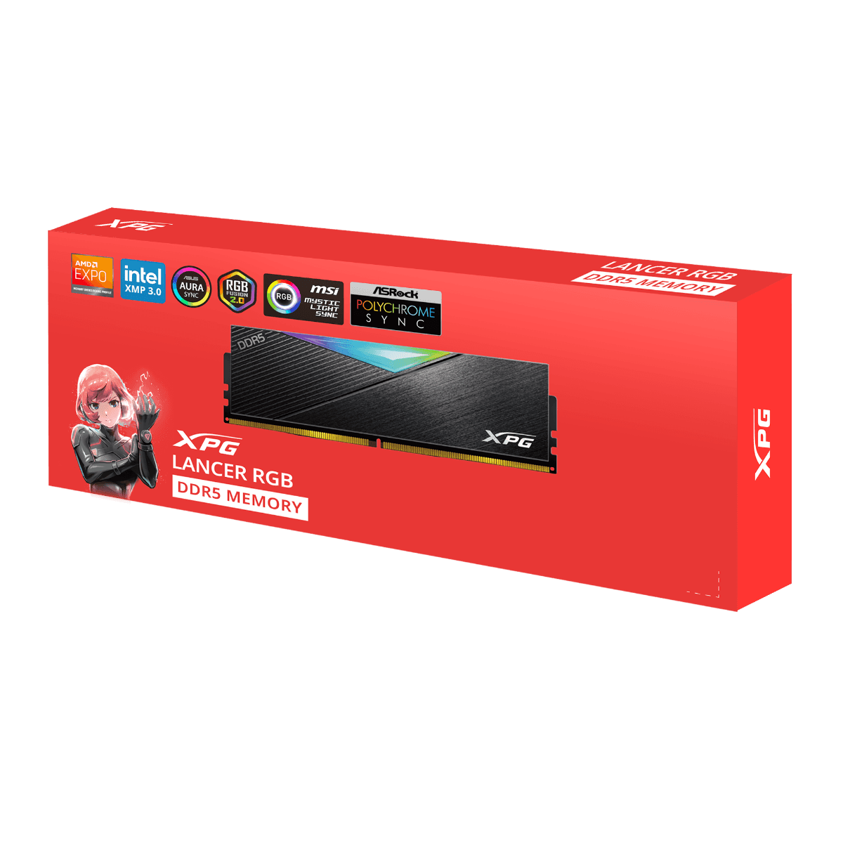 HIKVISION ADATA XPG Lancer 16GB DDR5 ECC Desktop Memory with Heatsink, 7200 MHz, CL34-46-46, Intel XMP, Memory Voltage, Black | AX5U7200C3416G-CLARBK - thumbnail 3
