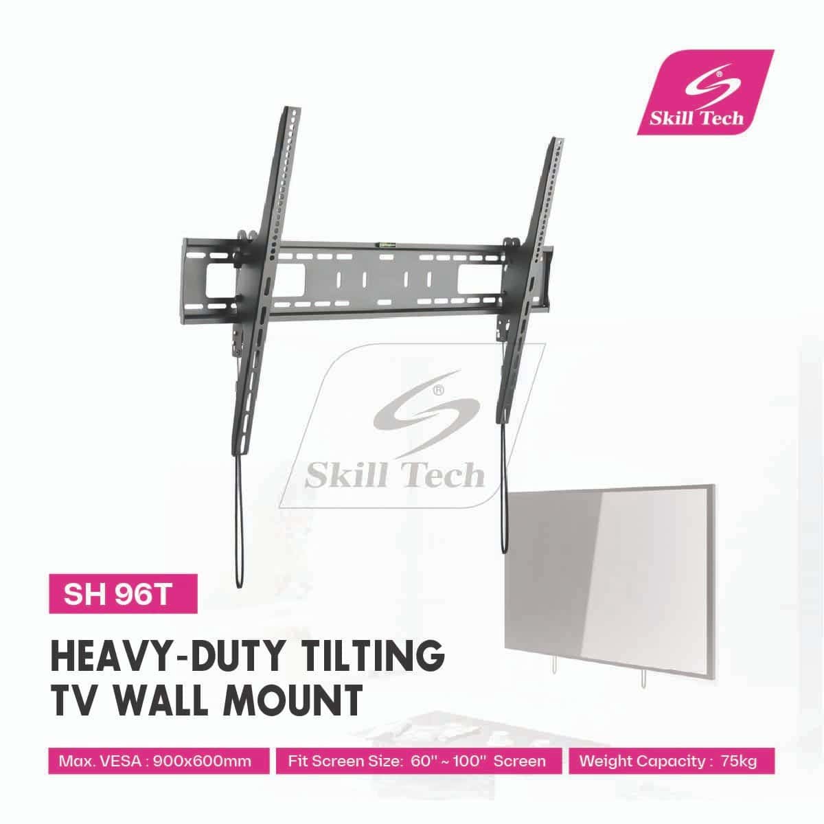 Skill tech SH 96T Heavy-Duty Tilting TV Wall Mount, Suitable For Most 60" ~ 100" Screen, VESA 	900x600mm, Weight Capacity 75kg thumbnail 1