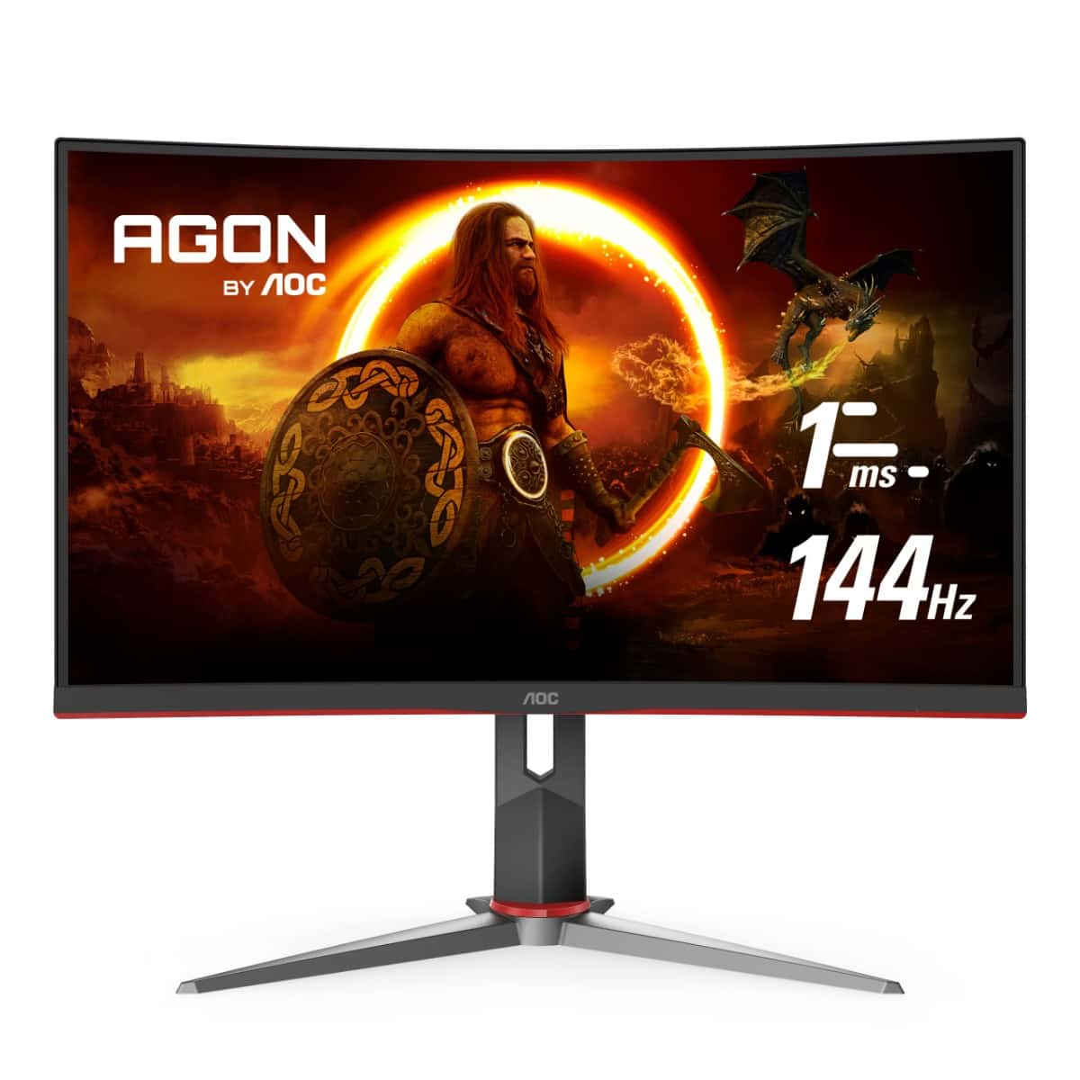AOC AOC 27G2 27" Frameless Gaming IPS Monitor, FHD 1080P, 1ms 144Hz, NVIDIA G-SYNC Compatible + Adaptive-Sync, Height Adjustable, 3-Year Zero Dead Pixel Guarantee, Black/Red - thumbnail 1
