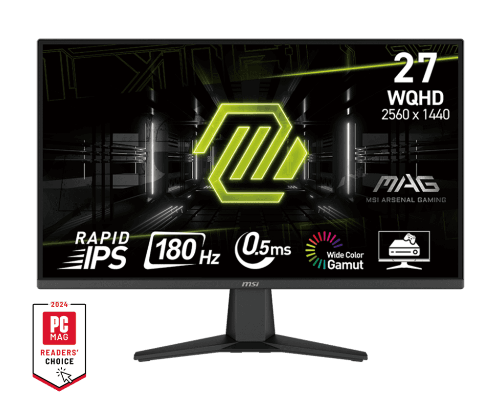 MSI MSI MAG 275QF 27-inch 2K Gaming Monitor, 2560 x 1440 (UHD), 0.5ms Response Time, 180Hz, HDR Ready, HDMI, DP Port, Tilt Adjustable | 9S6-3CE21M-019 - thumbnail 1