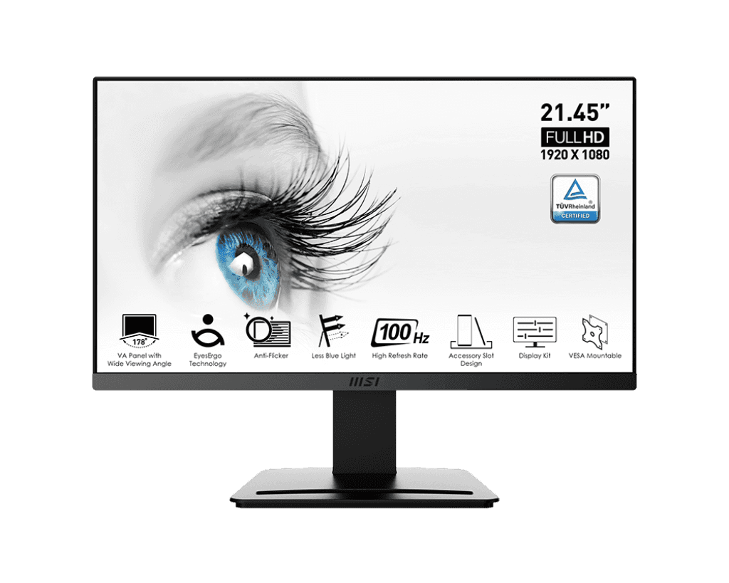 MSI MSI PRO MP223 Business Productivity Monitor, 1920 x 1080 (Full HD), 100Hz, 1ms, VA Panel, 99% (CIE 1976) SRGB, Anti-glare, Anti-Flicker, Black | 9S6-3PB9CH-003 - thumbnail 11