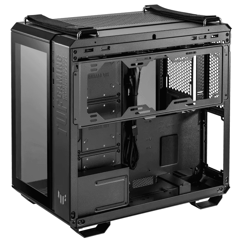 Asus ASUS TUF Gaming GT502 Black ATX Mid-Tower Computer Case with Front Panel RGB Button, USB 3.2 Type-C and 2x USB 3.0 Ports, 2- way Graphic Card Mounting Orientation Compatible, 360mm and 280mm Radiator | 90DC0090-BC9000 - thumbnail 1