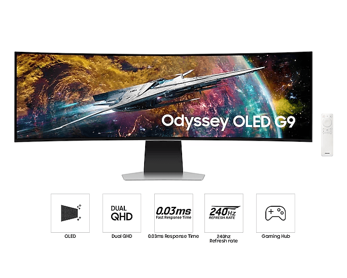 SAMSUNG Samsung 49" G95SC Odyssey OLED G9 240Hz Smart Gaming Monitor, DQHD (5,120 x 1,440), 0.03ms(GTG), 1800R Curvature, 32:9 Super Ultra-wide screen, Eye Saver Mode, Quantum Dot Color, Flicker Free, Game Mode, AMD FreeSync Premium Pro | LS49CG954SMXUE - thumbnail 21