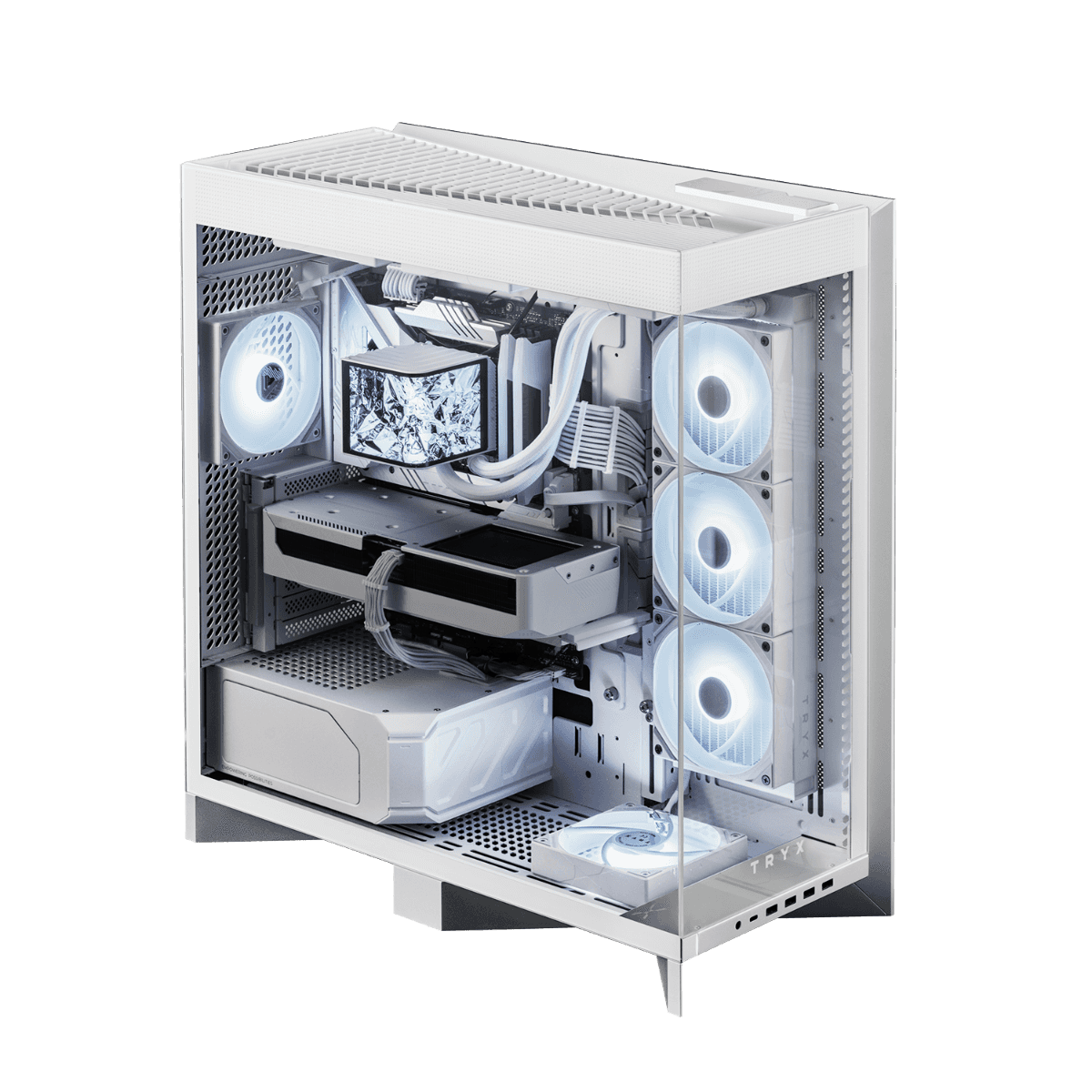 TRYX TRYX LUCA L70 White Mid-tower E-ATX PC Case, 4mm Tempered Glass, Upto 8x 120mm Fans, Support ATX BTF motherboards, Includes Vertical GPU Bracket, White | C-L700N-NN0H-G0W - thumbnail 1