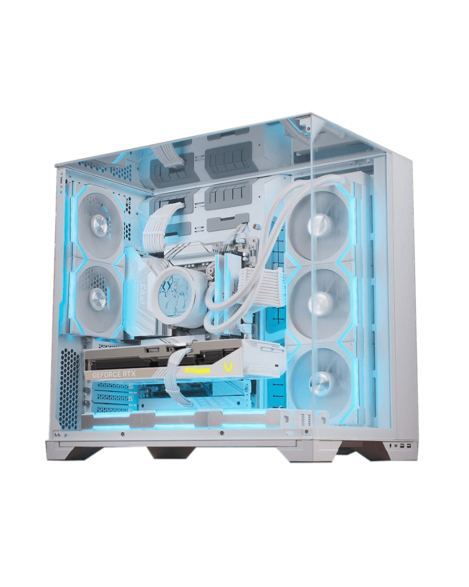 Nanotech High-End White Gaming & Rendering PC: AMD Ryzen 9 9900X3D (12 Cores) + White RTX 5070 Ti OC 16GB, 32GB DDR5 6000MHz, 1TB 990 PRO NVMe, 360mm LCD AIO, 850W ATX 3.1, WiFi 6E, Lian Li O11 Vision Compact - thumbnail 1